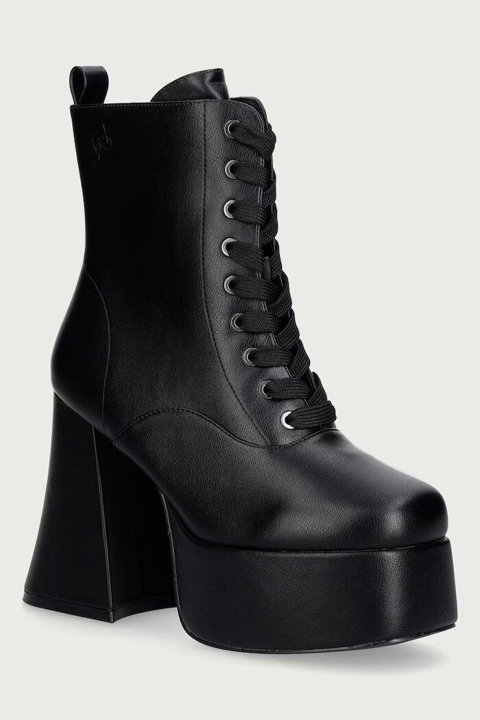 Koi Footwear боти с дебел ток дамски Reign Lace Up Platform черни FG05