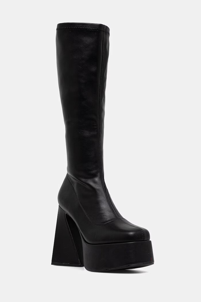 Koi Footwear ботуши под коляното с дебел ток дамски MC-21 черни MC-21