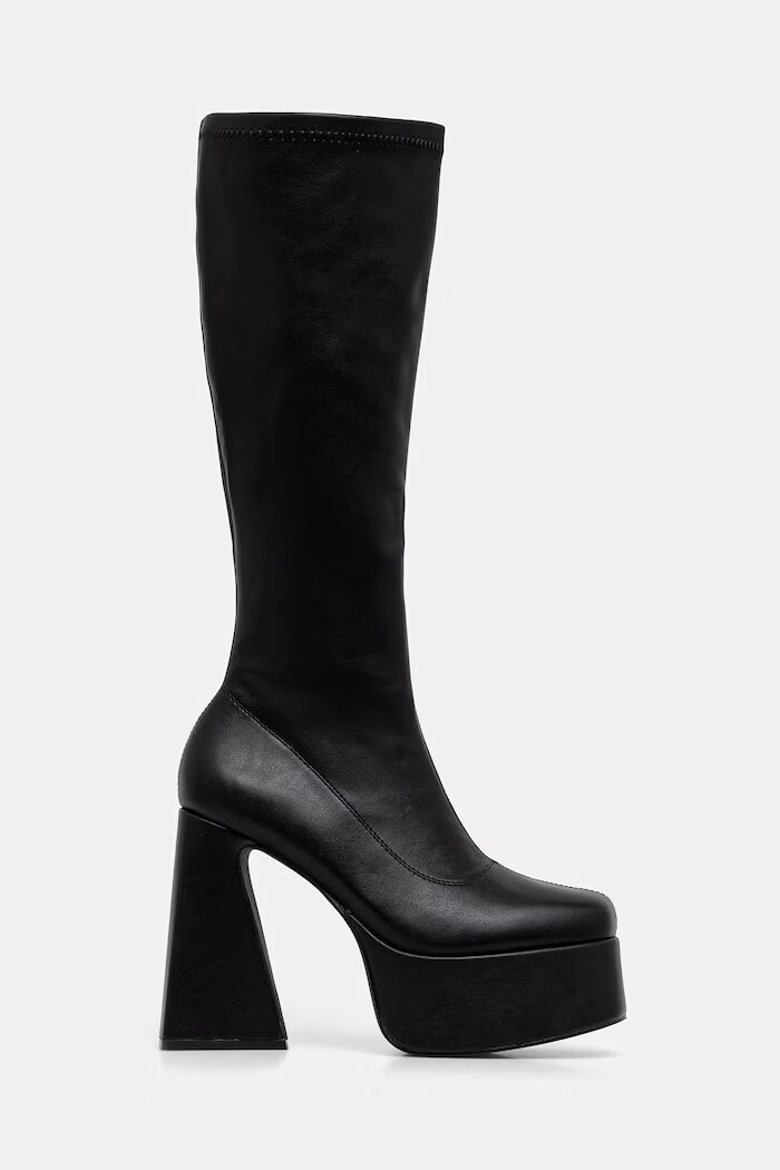 Koi Footwear ботуши под коляното с дебел ток дамски MC-21 черни MC-21