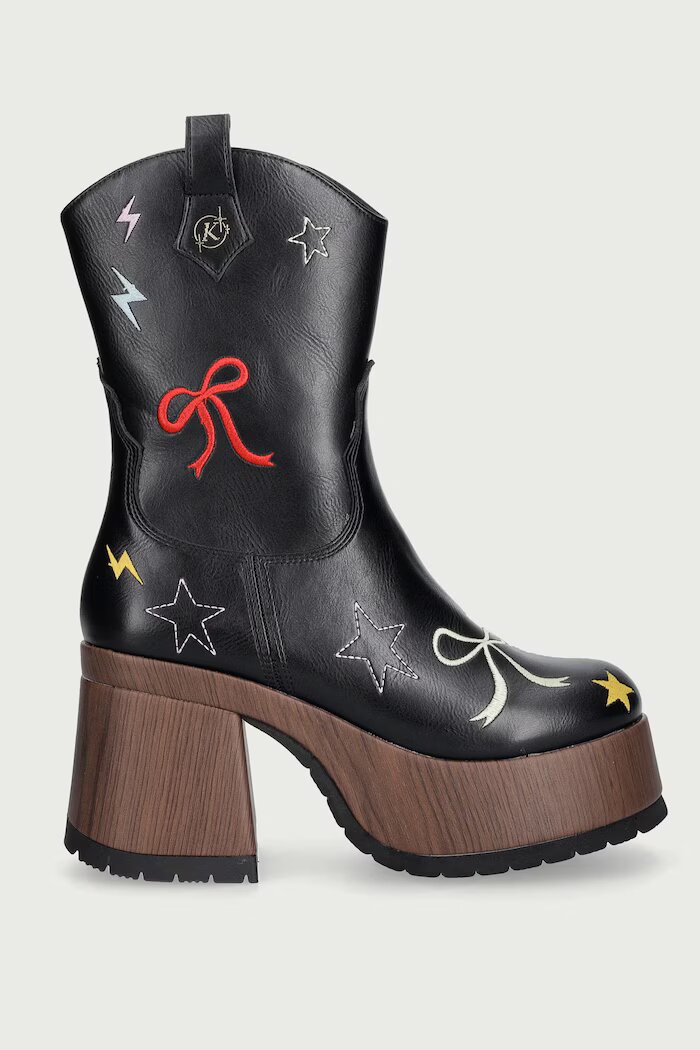 Koi Footwear каубойски ботуши със скосена пларформа дамски Lassitude Chunky Cowboy Boots черни PW03