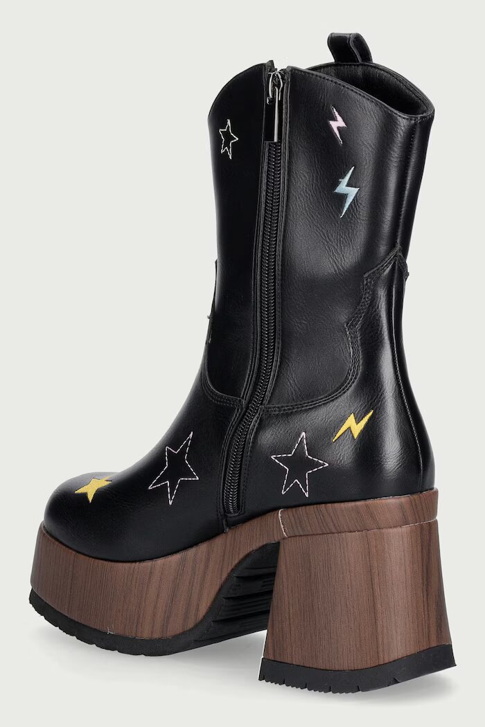 Koi Footwear каубойски ботуши със скосена пларформа дамски Lassitude Chunky Cowboy Boots черни PW03