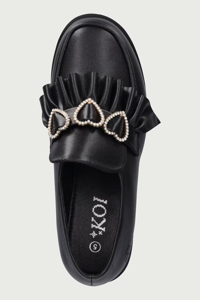 Koi Footwear мокасини с дебел ток Dark Delights Chunky Heart Shoes черни GW02