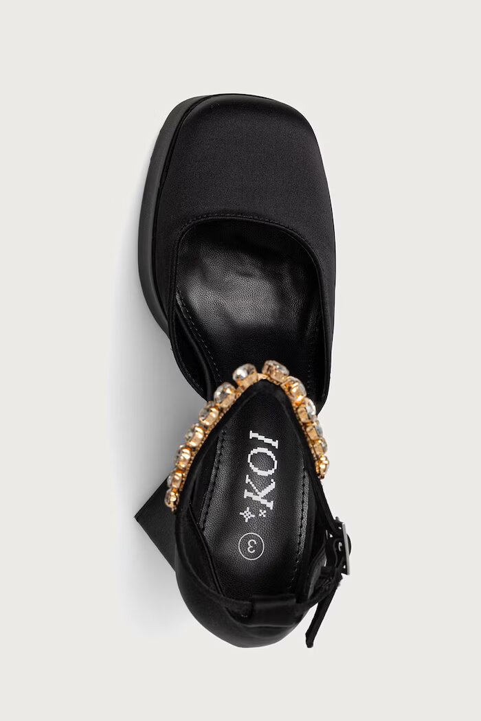 Koi Footwear обувки с дебел ток Gilda Satin Platform Jewel Heels черни MC23