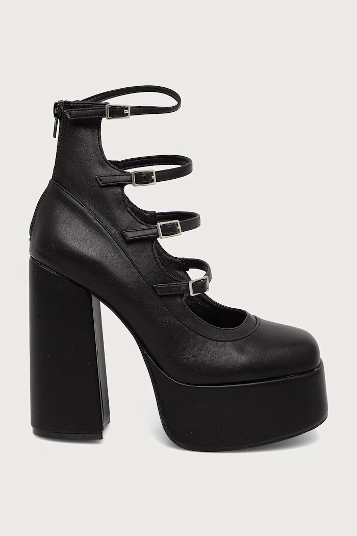 Koi Footwear обувки с дебел ток Gurren Strappy Platform черни DBP17