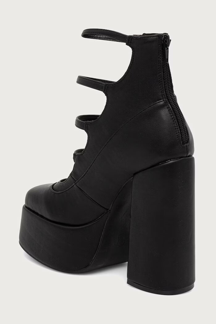 Koi Footwear обувки с дебел ток Gurren Strappy Platform черни DBP17