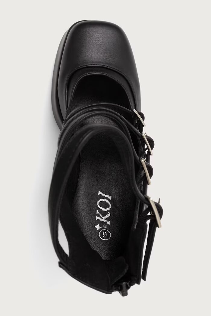 Koi Footwear обувки с дебел ток Gurren Strappy Platform черни DBP17