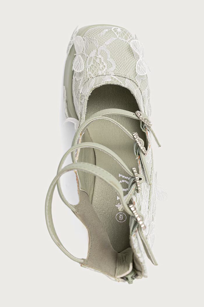 Koi Footwear обувки с дебел ток с дебел ток Wild Lotus Butterfly Lace Platform зелени DBP47