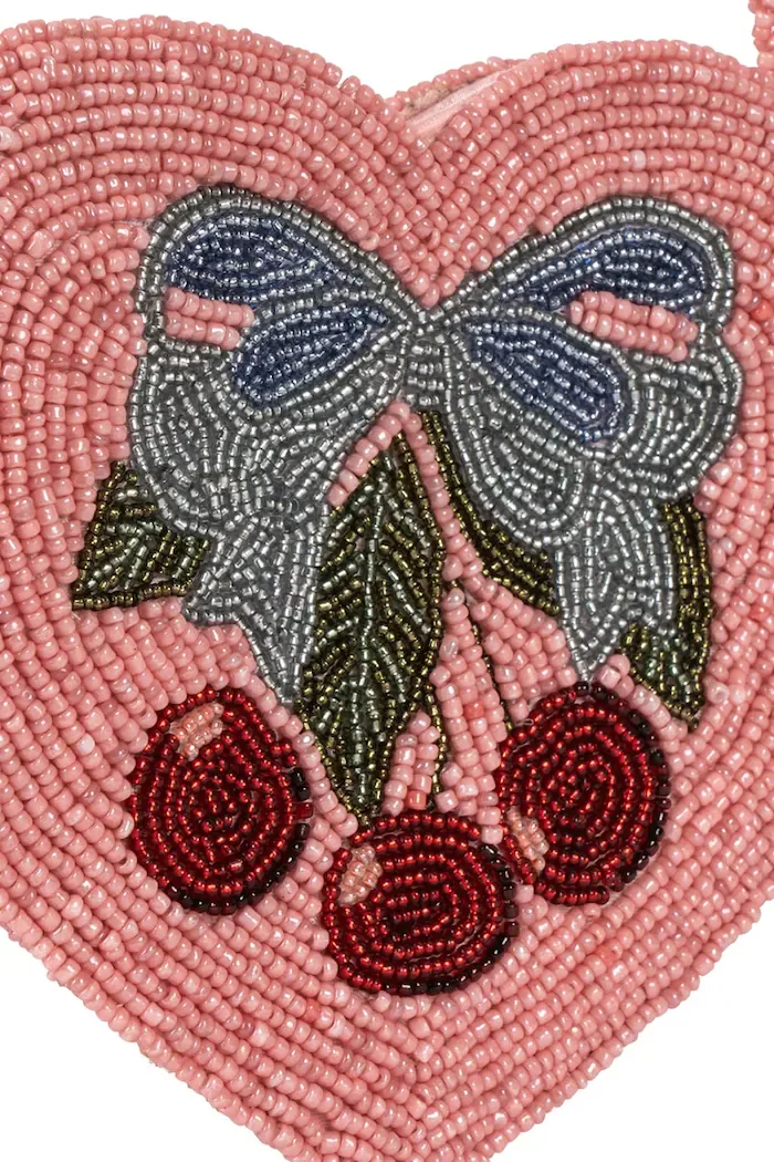 Konges Sløjd BEADED HEART BAG розова KS104220