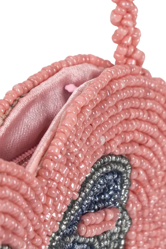 Konges Sløjd BEADED HEART BAG розова KS104220