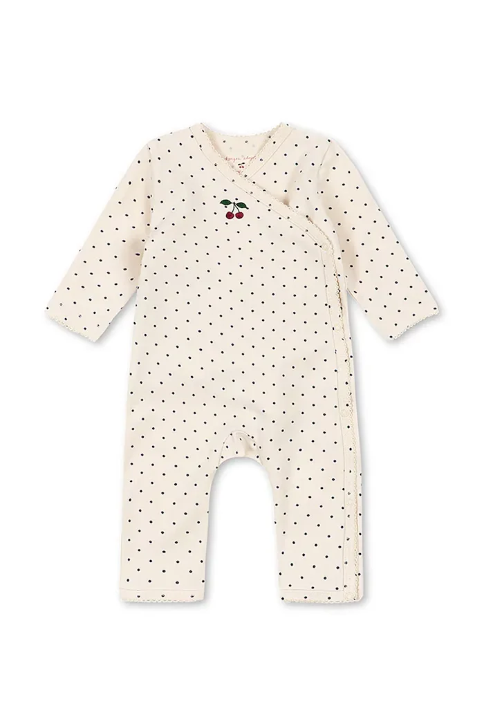 Konges Sløjd бебешки гащеризон за деца от памук с еластан BASIC NEWBORN ONESIE GOTS бежов KS105898