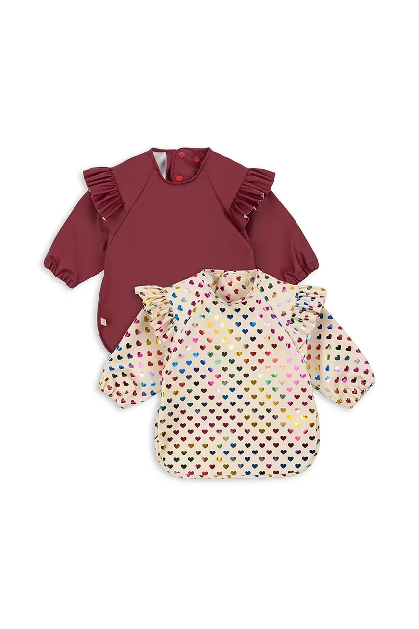 Konges Sløjd Бебешки лигавник 2 PACK GLITTER DINNER BIB WITH SLEEVES AND FRILL (2 броя)