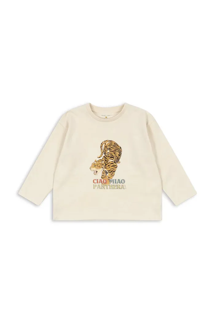 Konges Sløjd блуза с дълги ръкави за деца от памук FILI BOX FIT TEE GOTS бежова KS106018