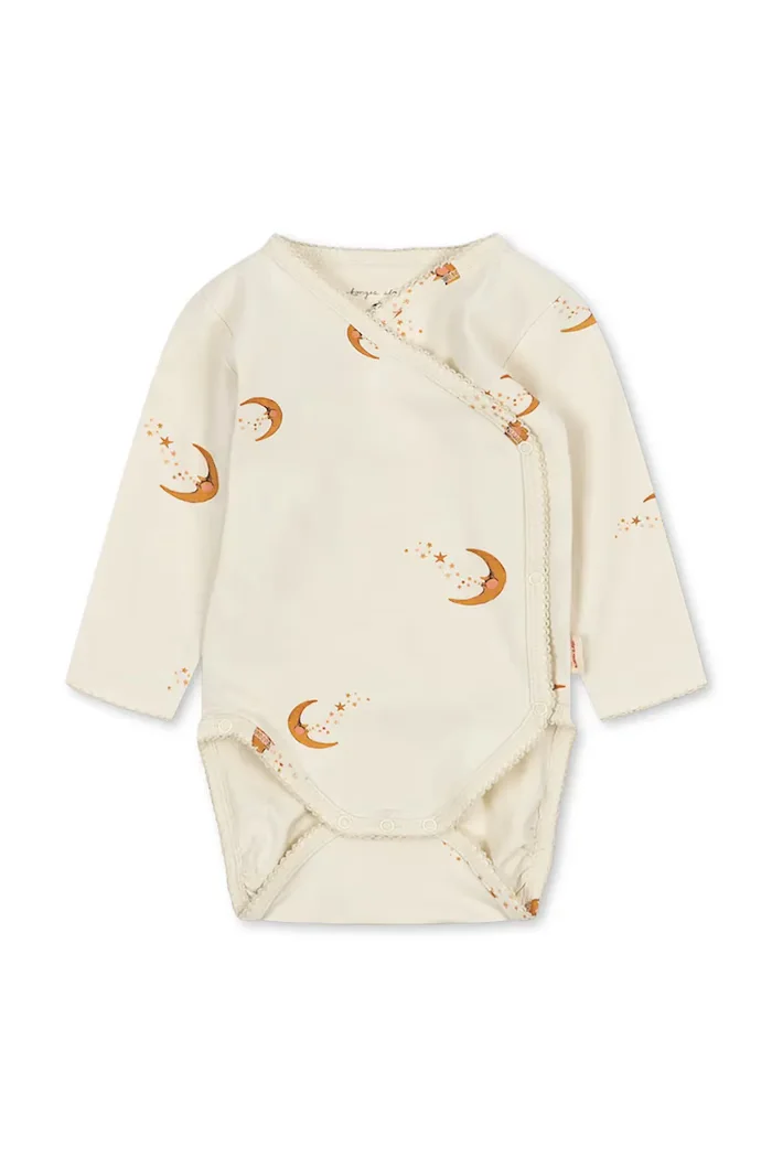 Konges Sløjd боди за бебе от памук с еластан BASIC LS NEWBORN BODY GOTS бежово KS106381