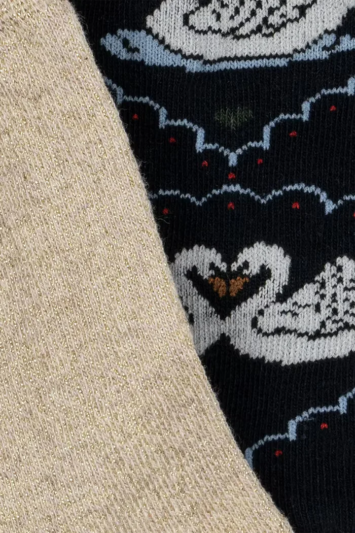 Konges Sløjd чорапи за деца 2 PACK JACQUARD SWAN SOCKS 2 броя тъмносини KS107620