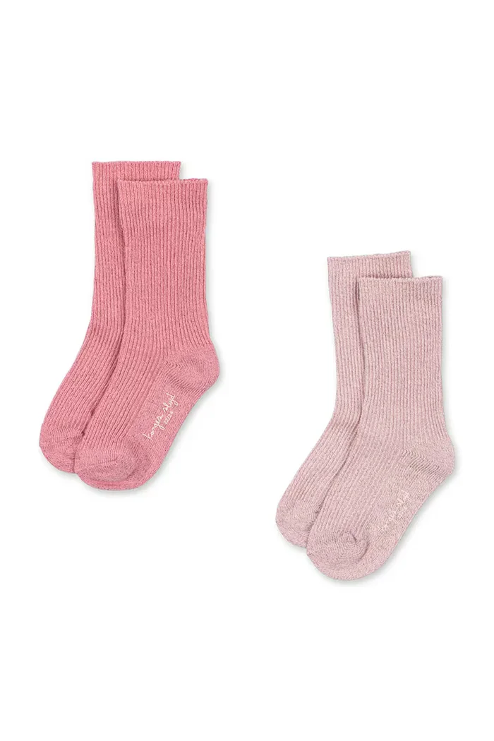 Konges Sløjd чорапи за деца 2 PACK RIB GLITTER SOCKS 2 броя розови KS107389