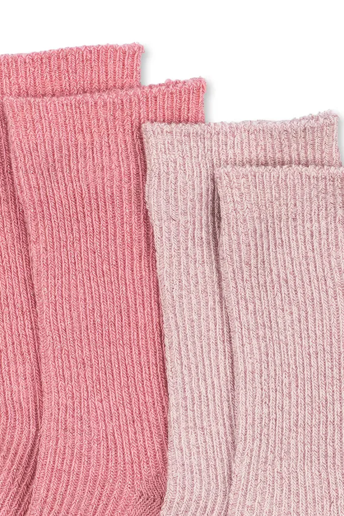 Konges Sløjd чорапи за деца 2 PACK RIB GLITTER SOCKS 2 броя розови KS107389