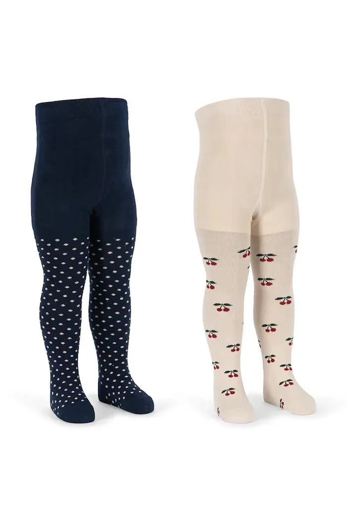 Konges Sløjd чорапогащник за деца 2 PACK CHERRY DOT TIGHTS бежов KS105831
