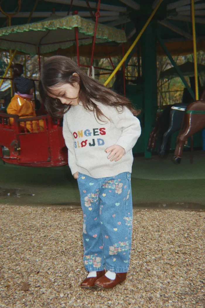 Konges Sløjd дънки mom fit за деца MAGOT FRILL PANTS GOTS сини KS106129