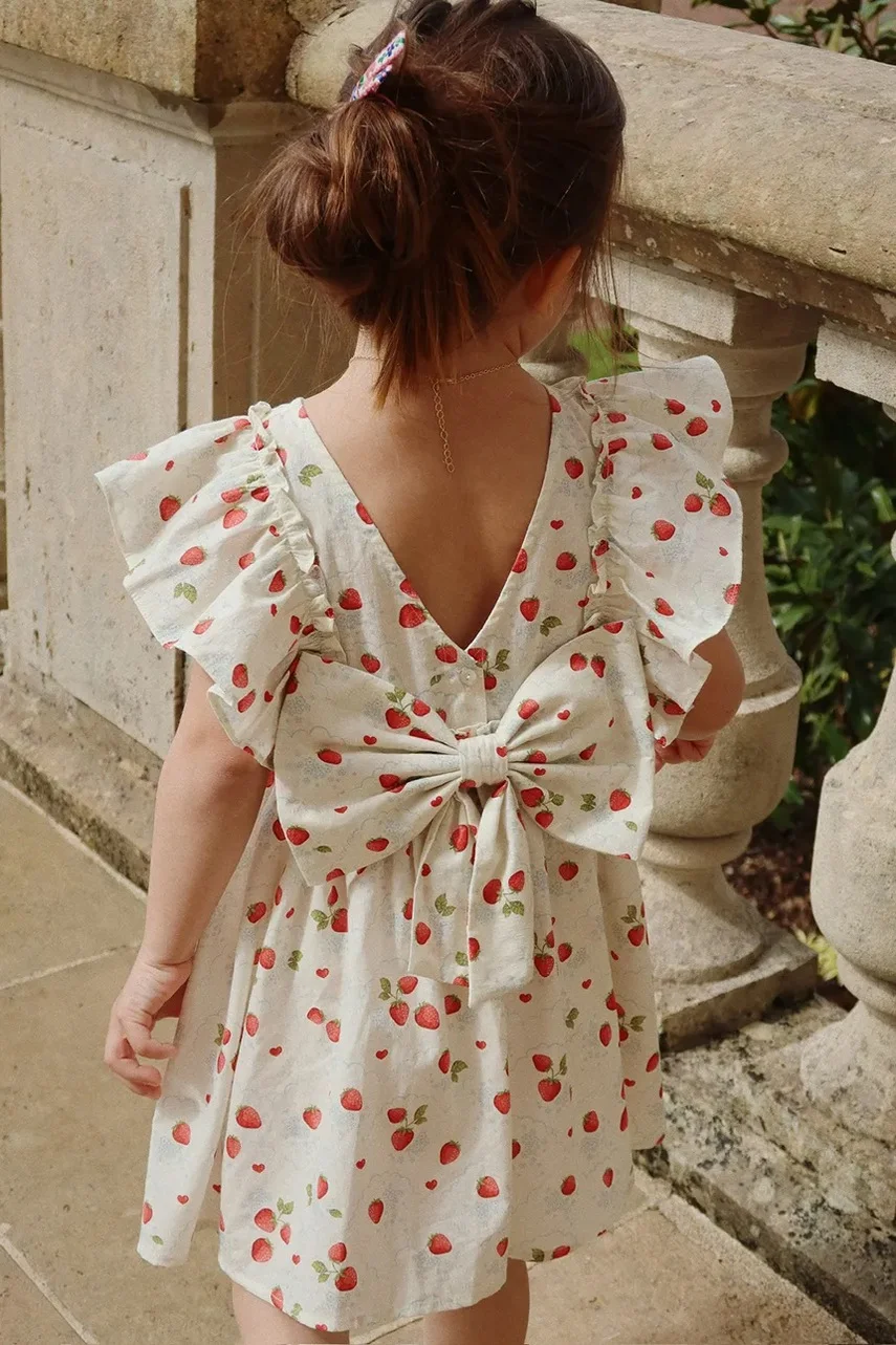 Konges Sløjd Детска памучна рокля EVIA BOW DRESS GOTS
