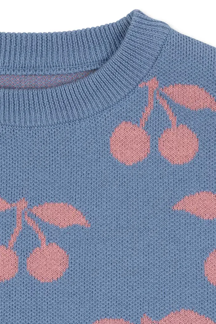 Konges Sløjd Детска памучна рокля LAPIS KNIT DRESS GOTS в лилаво къса с уголемена кройка KS103854