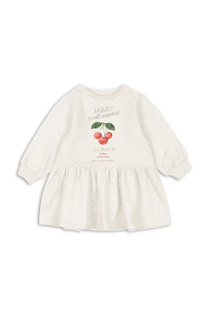 Konges Sløjd Детска памучна рокля LOUPY SWEAT DRESS OCS в бяло къса разкроена KS104952