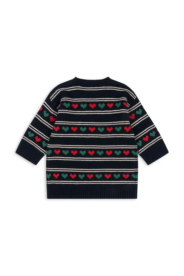 Konges Sløjd Детска рокля с вълна BELOU KNIT DRESS в тъмносиньо къса със стандартна кройка KS104227