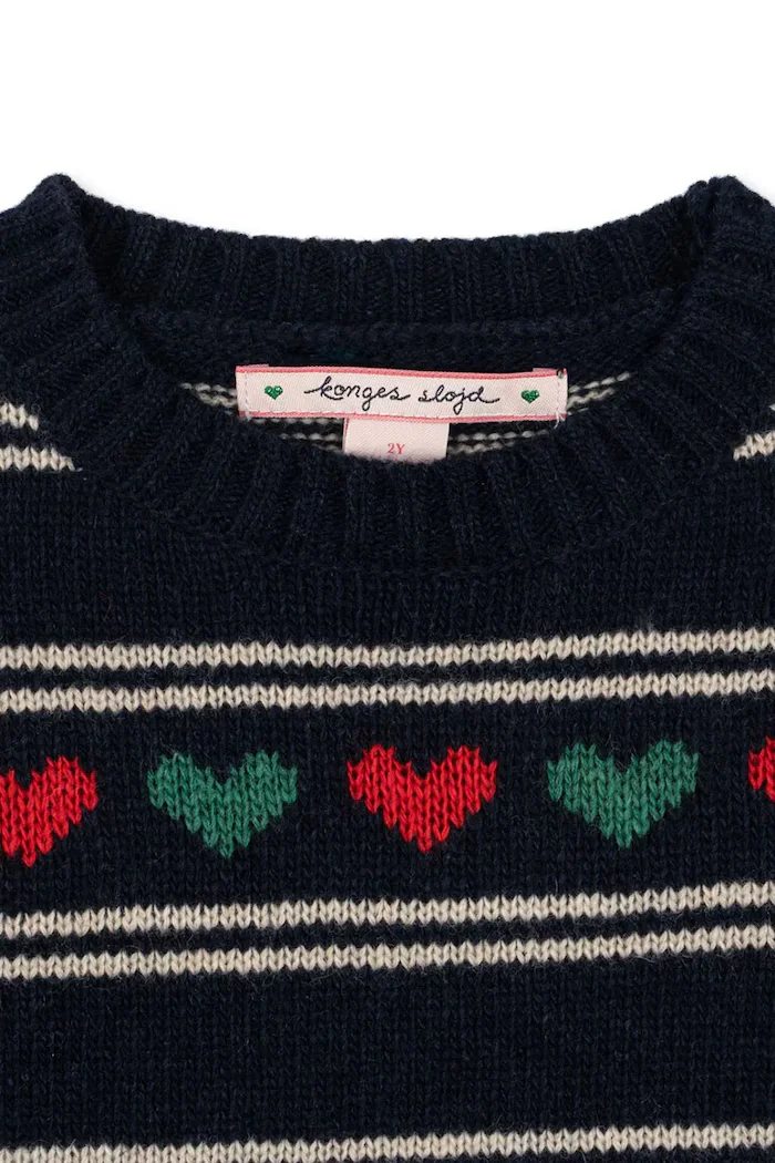 Konges Sløjd Детска рокля с вълна BELOU KNIT DRESS в тъмносиньо къса със стандартна кройка KS104227