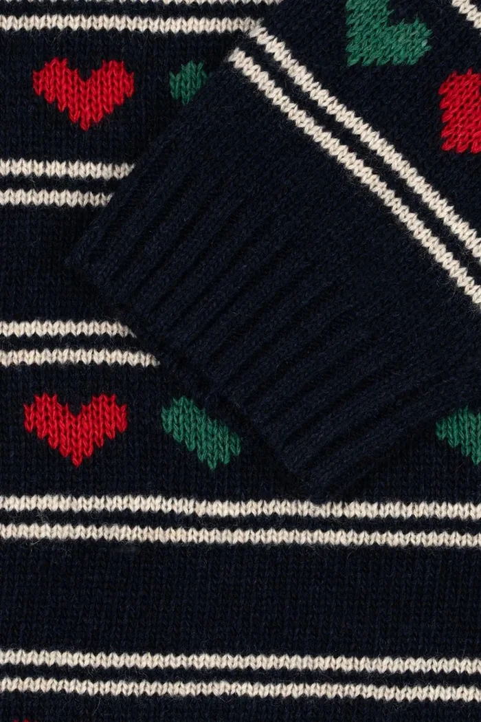 Konges Sløjd Детска рокля с вълна BELOU KNIT DRESS в тъмносиньо къса със стандартна кройка KS104227