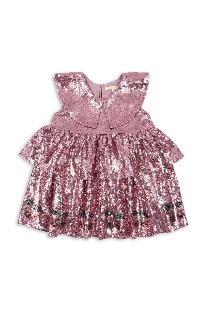 Konges Sløjd Детска рокля STARLA SEQUIN DRESS в розово къса разкроена KS101689