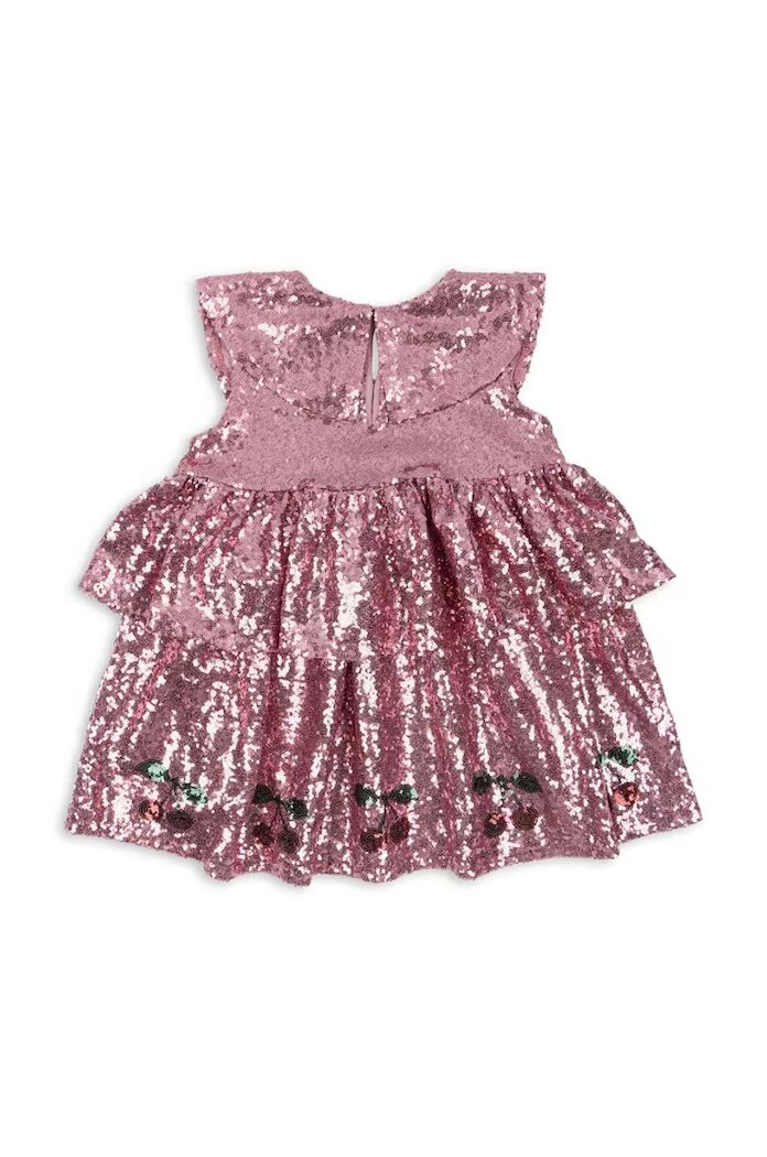Konges Sløjd Детска рокля STARLA SEQUIN DRESS в розово къса разкроена KS101689