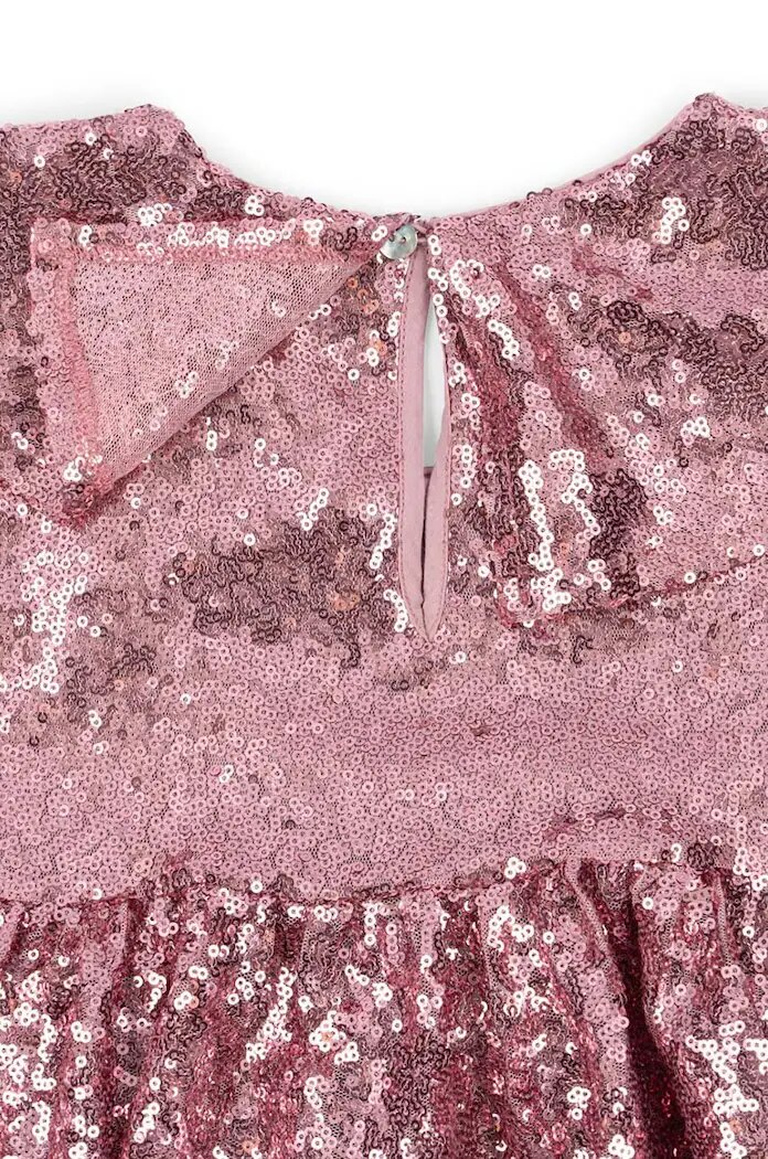 Konges Sløjd Детска рокля STARLA SEQUIN DRESS в розово къса разкроена KS101689