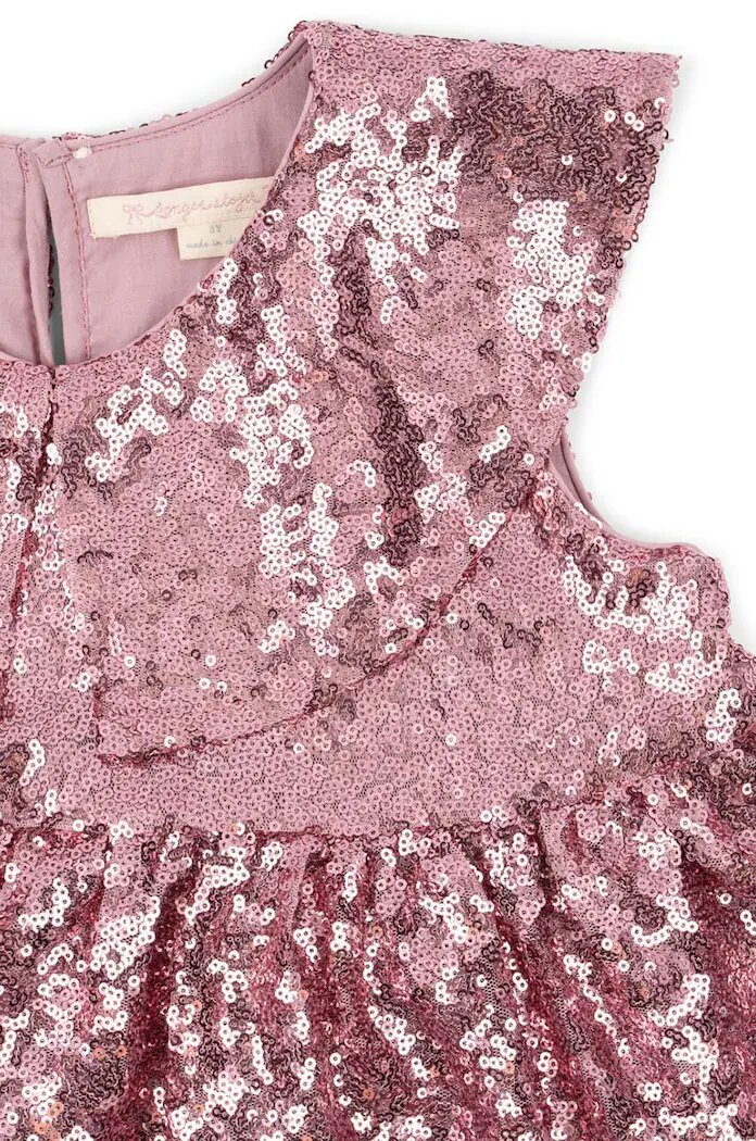 Konges Sløjd Детска рокля STARLA SEQUIN DRESS в розово къса разкроена KS101689