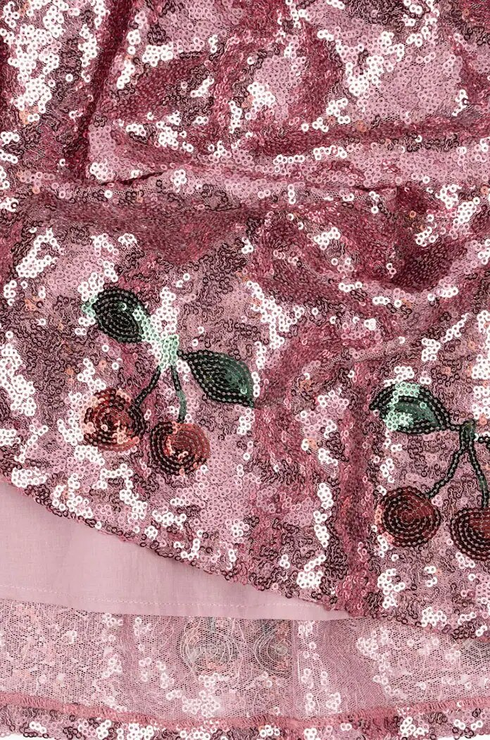 Konges Sløjd Детска рокля STARLA SEQUIN DRESS в розово къса разкроена KS101689