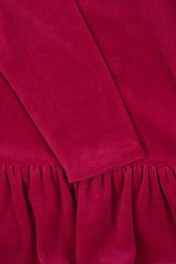 Konges Sløjd Детска рокля VELOU DRESS GOTS в бордо къса разкроена KS104029