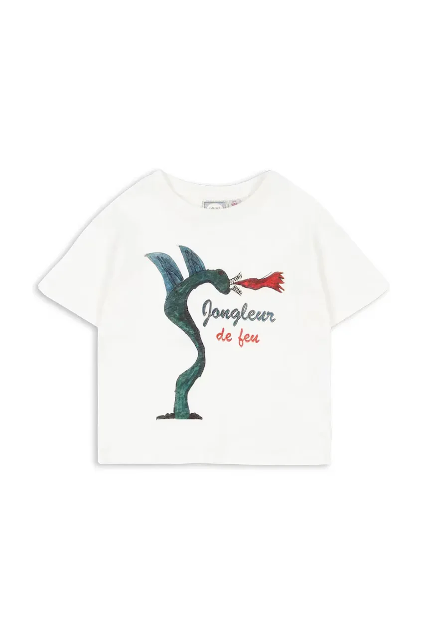 Konges Sløjd Детска тениска с лен RHW X KS JONGLEUR TEE OCS