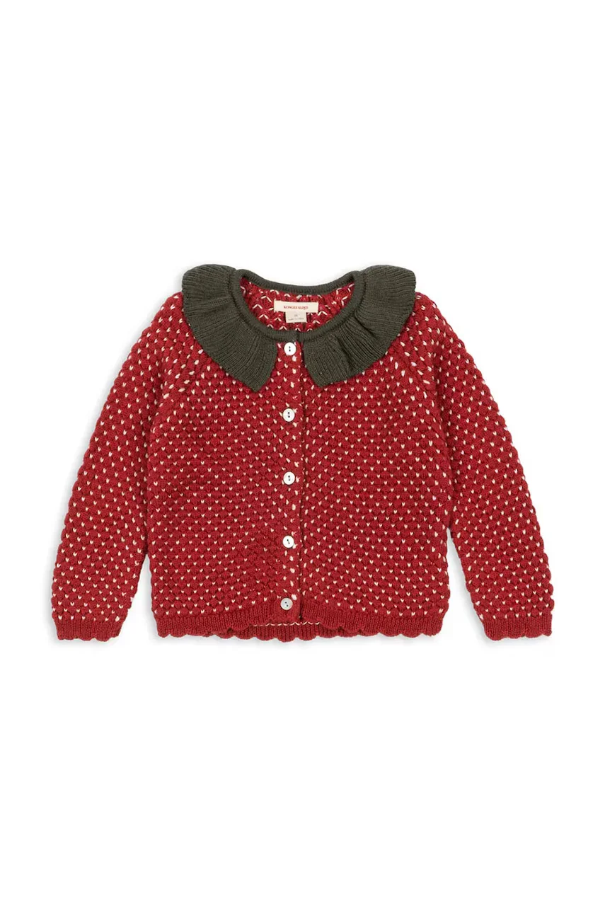 Konges Sløjd Детска вълнена жилетка STRAWBERRY CARDIGAN