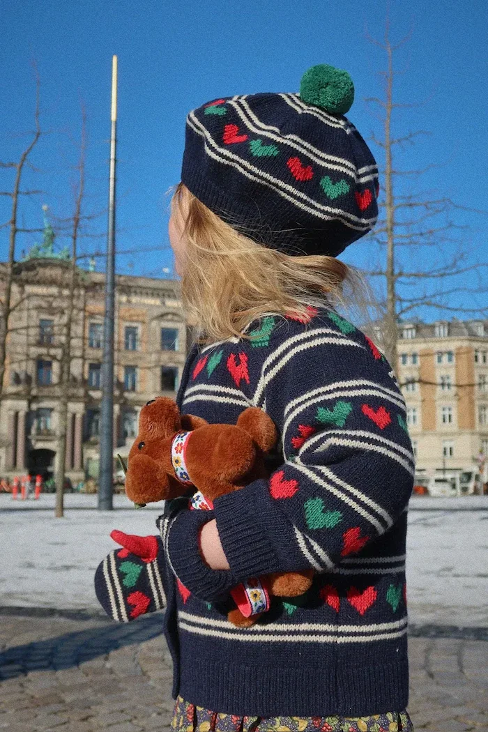 Konges Sløjd Детска жилетка с въ;на BELOU KNIT CARDIGAN в тъмносиньо KS104225