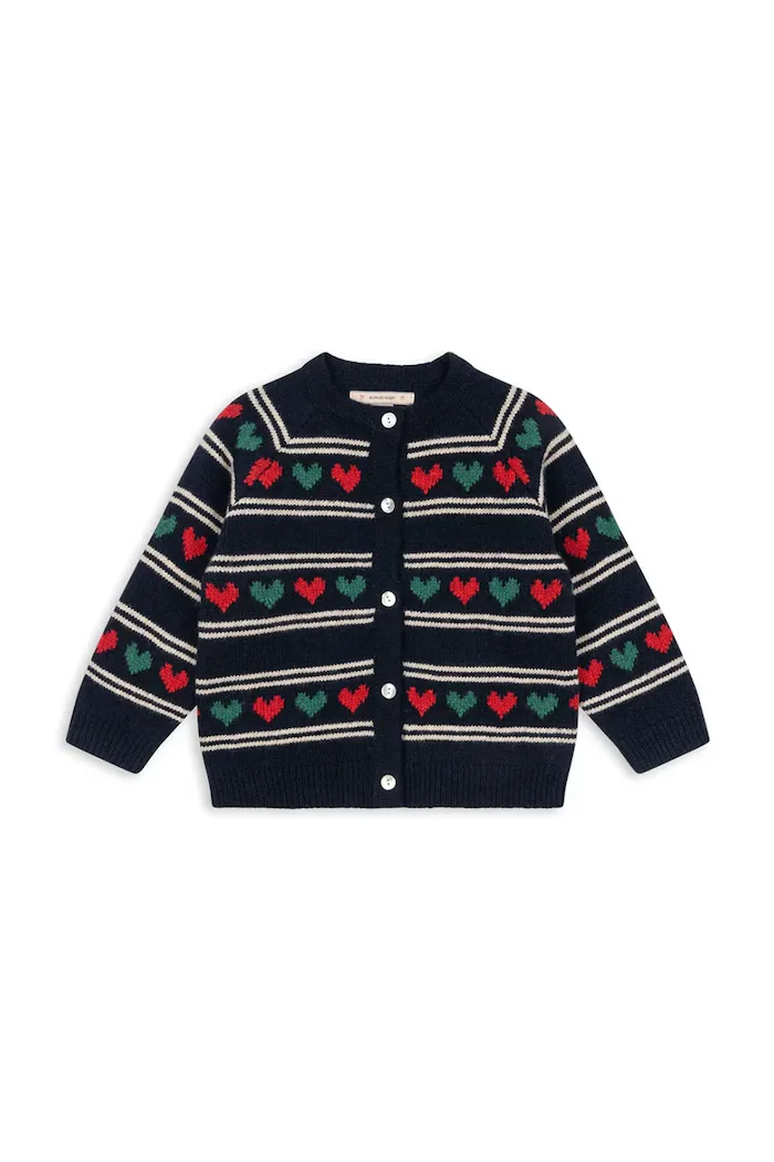 Konges Sløjd Детска жилетка с въ;на BELOU KNIT CARDIGAN в тъмносиньо KS104225