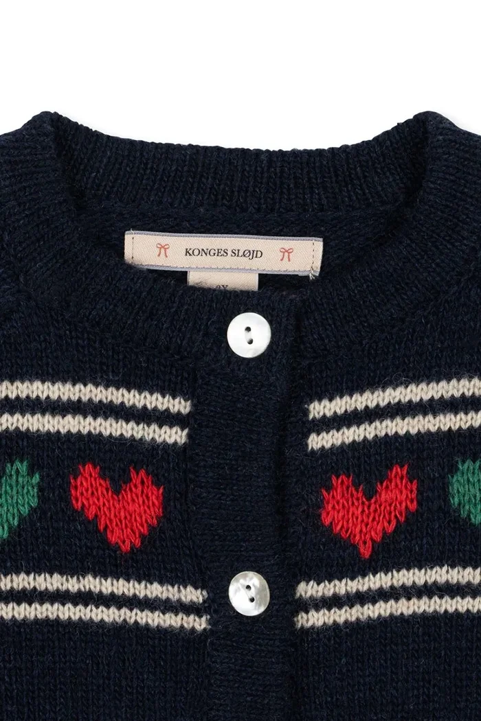 Konges Sløjd Детска жилетка с въ;на BELOU KNIT CARDIGAN в тъмносиньо KS104225