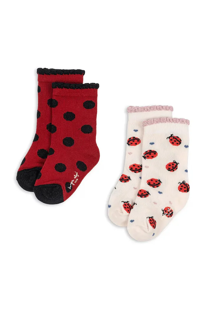 Konges Sløjd Детски чорапи 2 PACK LADYBUG JACQUARD SOCKS в червено KS104590