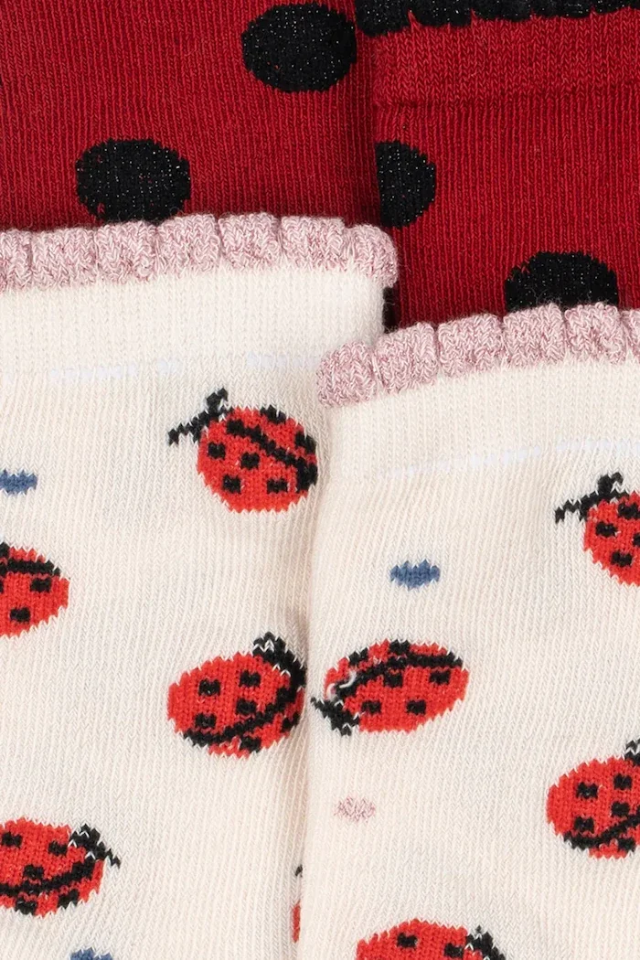 Konges Sløjd Детски чорапи 2 PACK LADYBUG JACQUARD SOCKS в червено KS104590