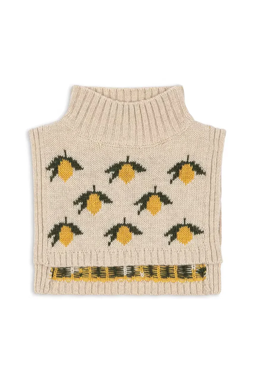 Konges Sløjd Детски кръгъл шал с вълна BELOU LEMON KNIT NECKWARMER.