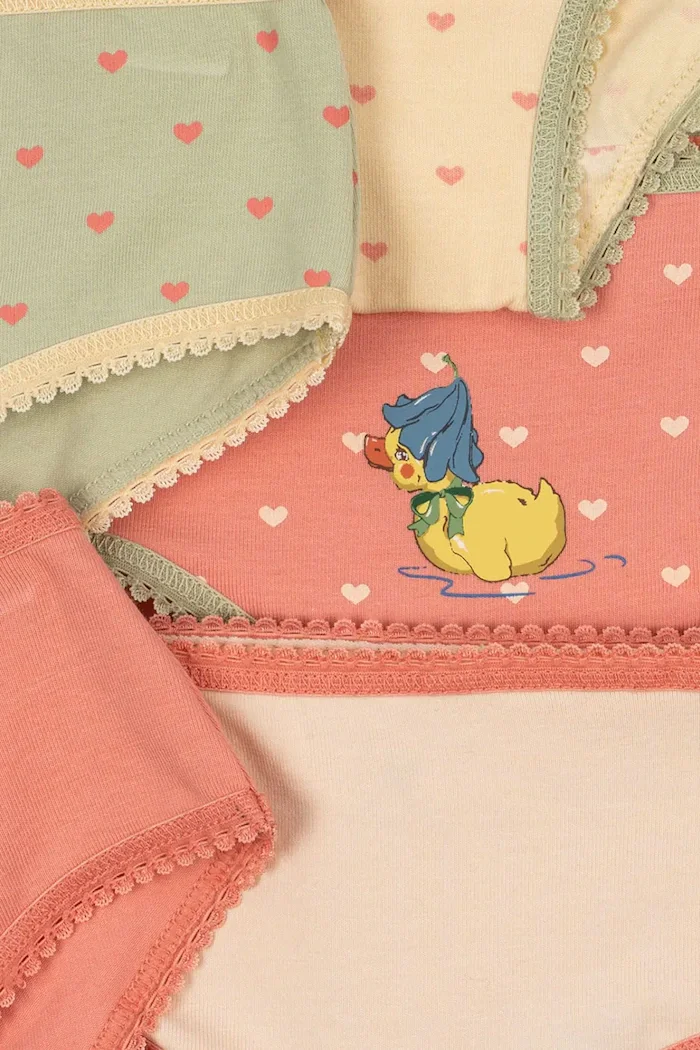 Konges Sløjd класически бикини за деца от памук с еластан BASIC 5 PACK GIRL UNDERPANTS GOTS 5 броя оранжеви KS105894