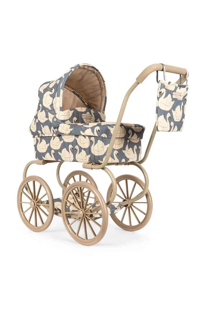 Konges Sløjd Количка за кукли за деца от памук MINNIE DOLL PRAM бяла KS106167