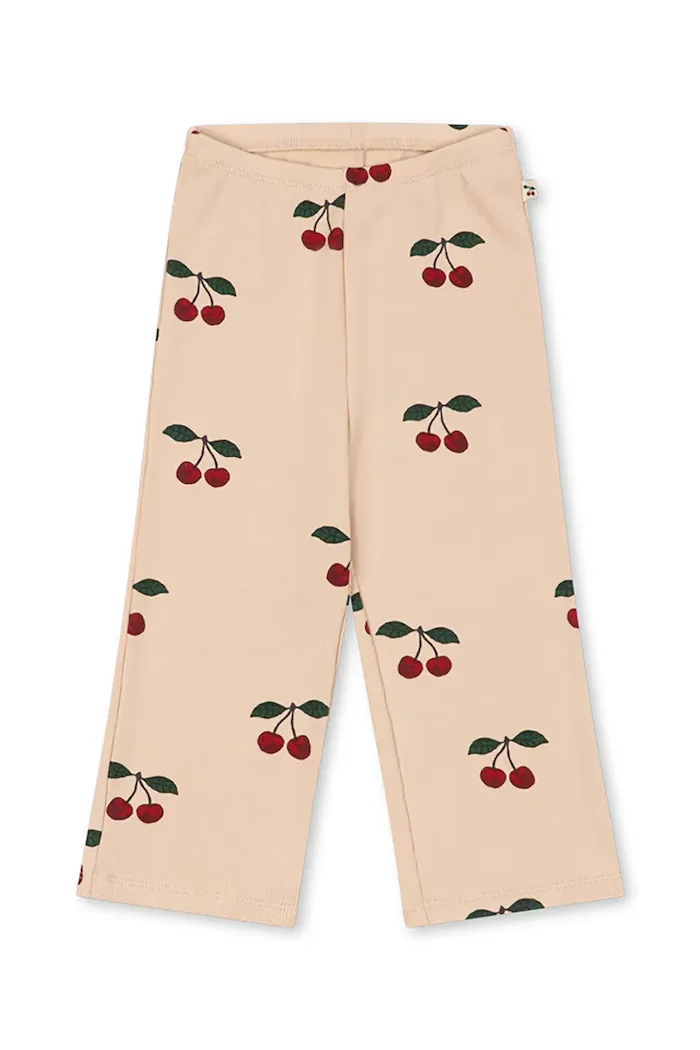 Konges Sløjd панталон за деца от памук с еластан ELLA PANTS GOTS бежов с висока талия KS105984