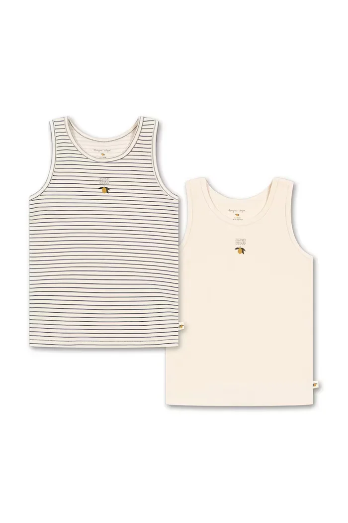 Konges Sløjd потник за деца от памук с еластан BASIC 2 PACK TANK TOP GOTS бежов KS107912