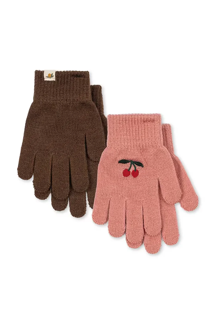 Konges Sløjd ръкавици за деца с вълна 2 PACK FILLA GLOVES розови KS105672