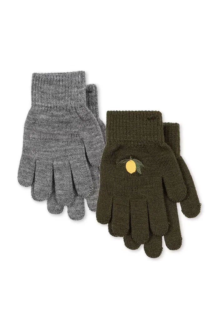 Konges Sløjd ръкавици за деца с вълна 2 PACK FILLA GLOVES зелени KS105672