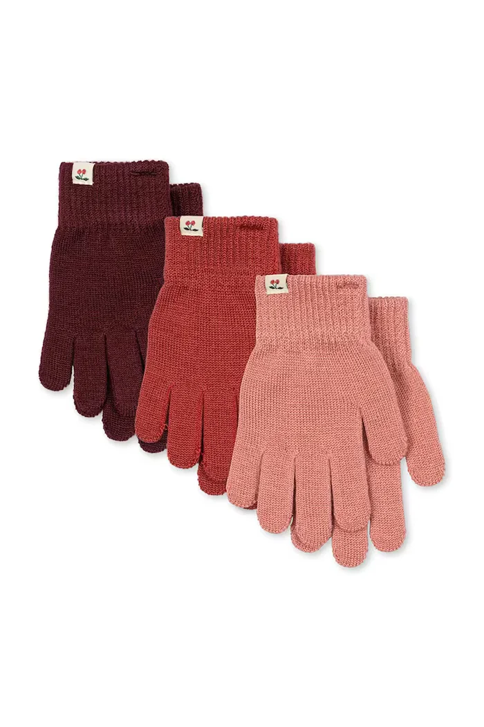 Konges Sløjd ръкавици за деца с вълна 3 PACK FILLA GLOVES розови KS105674
