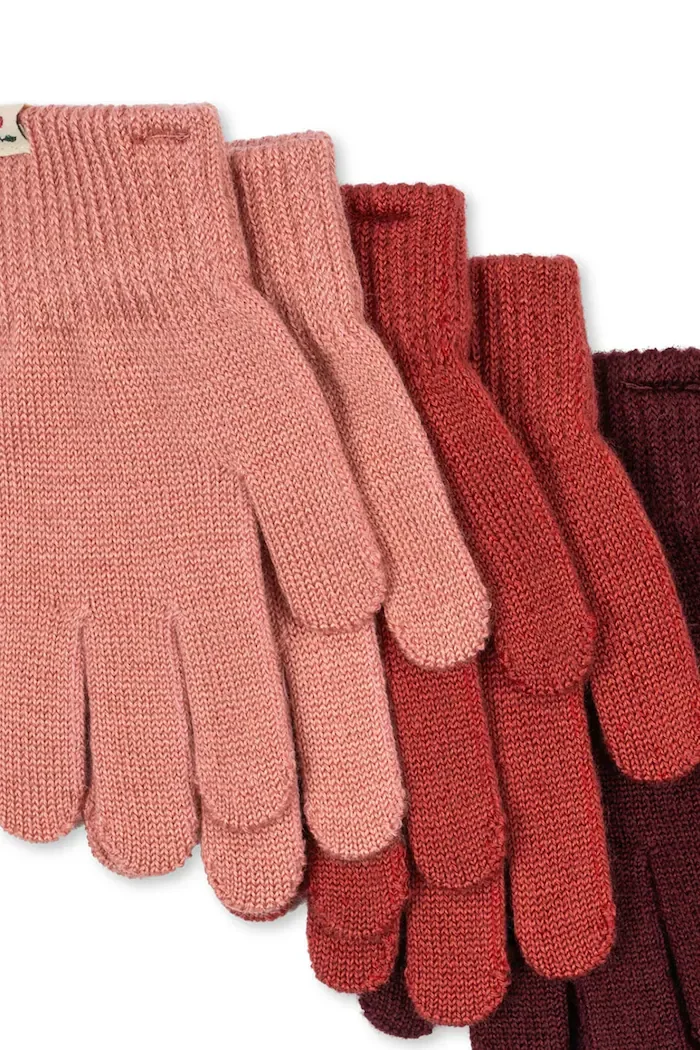 Konges Sløjd ръкавици за деца с вълна 3 PACK FILLA GLOVES розови KS105674